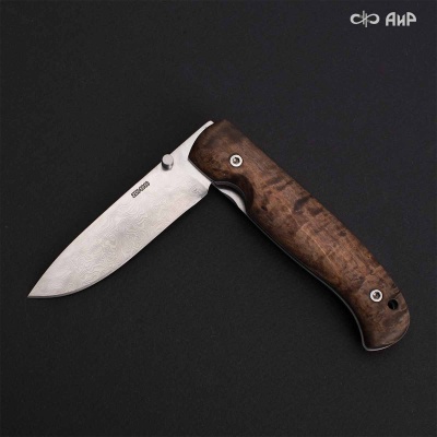 Складной (стабилизированная карельская береза коричневая) дамасская сталь ZDI-1016 - Компания «АиР»