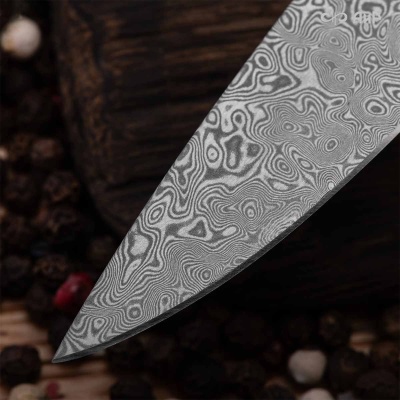 Набор Поварской-3 (композит с латунью и бронзой волны, мокуме гане, авторский кожаный кейс) дамасская сталь ZDI-1016 - Компания «АиР»