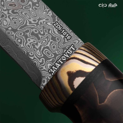 Кузюк (композит с бронзовой микросеткой волны черный, мокуме гане) дамасская сталь ZDI-1016 - Компания «АиР»