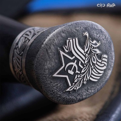 Нож Финка-2 Авиатор с серебром, дамасская сталь ZDI-1016, комбинированные ножны, Артикул: 39251 - Компания «АиР»