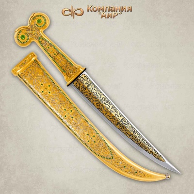 Набор Кинжал с ножом, с зелеными алпанитами, Артикул: 16637 - Компания «АиР»