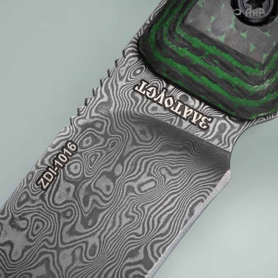 Стриж-Т (карбон зебра зеленый) дамасская сталь ZDI-1016 - Компания «АиР»