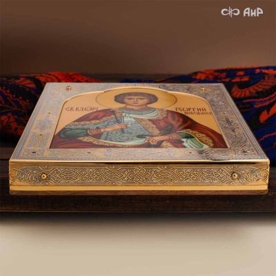  Икона в окладе Святой великомученик Георгий Победоносец, Артикул: 39177 - Компания «АиР»