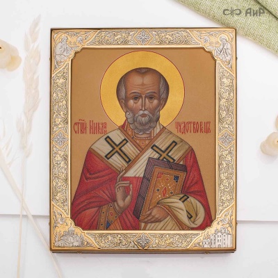 Икона в окладе Святитель Николай Чудотворец, Артикул: 39139 - Компания «АиР»