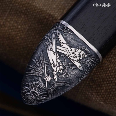 Нож Финка-2 Авиатор с серебром, дамасская сталь ZDI-1016, комбинированные ножны, Артикул: 39251 - Компания «АиР»