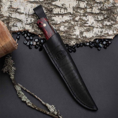 Стриж (композит растительные волокна красный, мозаичные пины) дамасская сталь ZDI-1016 - Компания «АиР»