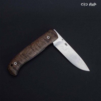 Складной (стабилизированная карельская береза коричневая) дамасская сталь ZDI-1016 - Компания «АиР»
