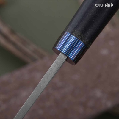 Засапожный-1 (стабилизированный граб, ЗлаТи (ZlaTi), кастомная заточка) дамасская сталь ZDI-1016 - Компания «АиР»