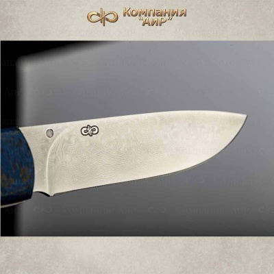 Складной (карбон фибра синий) дамасская сталь ZDI-1016, узор дикий - Компания «АиР»
