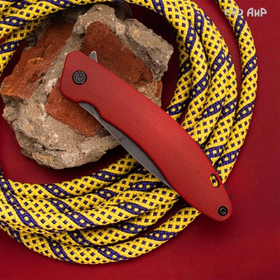Хантер (G10 красный, кастомная заточка) дамасская сталь ZD-0803, узор твист - Компания «АиР»