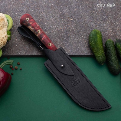 Пчак ЦМ (стабилизированная карельская береза красная) дамасская сталь ZDI-1016 - Компания «АиР»