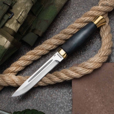 Финка-3 (стабилизированная карельская береза лазурная, латунь, без худ.гравировки) - Компания «АиР»