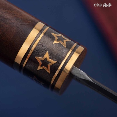 Композиция Фидель с сигарой, ореховый кап, золото, черный никель, дамасская сталь ZDI-1016, Артикул: AF0000025163 - Компания «АиР»