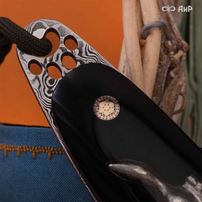 Нож Котэ, ювелирный полимер, латунь, патинирование серебра, дамасская сталь ZDI-1016, дикий, Артикул: AF0000022695 - Компания «АиР»