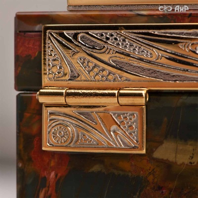 Шкатулка Энергия солнца из яшмы Пикассо и янтаря, Артикул: 38712 - Компания «АиР»