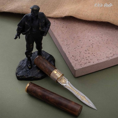 Нож Сигара Кохиба (Cohiba), ореховый кап, дамасская сталь ZDI-1016, Артикул: AF0000019699  - Компания «АиР»