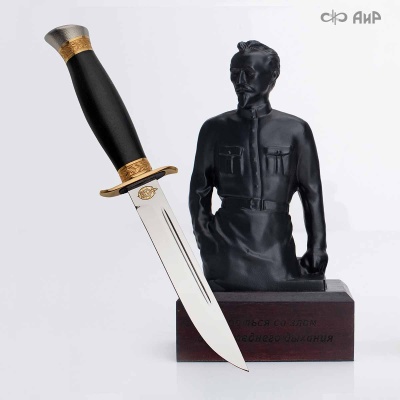 Набор Железный Феликс & Финка-2 НКВД с золотом, 40Х10С2М, кожаные ножны - Компания «АиР»