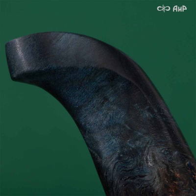 Финка Лаппи (наборная: стабилизированный кап тополя синий, композит с латунью, мокуме гане, проставки фибра желтая, латунь) - Компания «АиР»