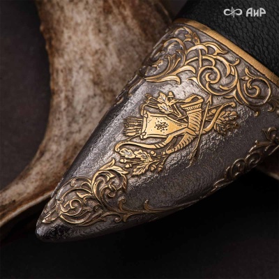 Нож Лиса с сюжетом Утиная охота, комбинированные ножны, Артикул: 38907 - Компания «АиР»