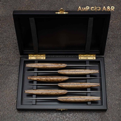 Набор стейковых ножей ЦМ (карельская береза, фибра) - Компания «АиР»