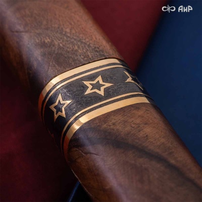  Нож Сигара (ореховый кап, золото, черный никель), дамасская сталь ZDI-1016 - Компания «АиР»