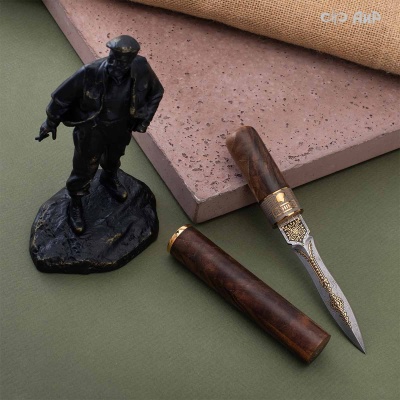 Композиция Фидель с сигарой Кохиба (Cohiba), ореховый кап, дамасская сталь ZDI-1016, Артикул: AF0000025163 - Компания «АиР»