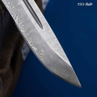 Нож Финка-2 Авиатор с серебром, дамасская сталь ZDI-1016, комбинированные ножны, Артикул: 39251 - Компания «АиР»