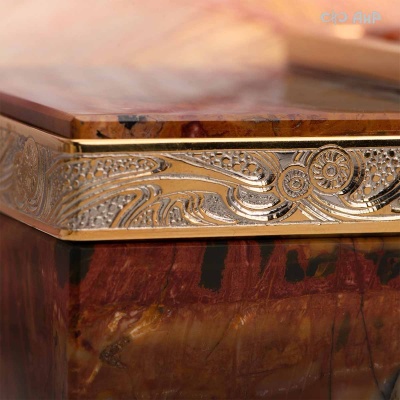 Шкатулка Энергия солнца из яшмы Пикассо и янтаря, Артикул: 38712 - Компания «АиР»